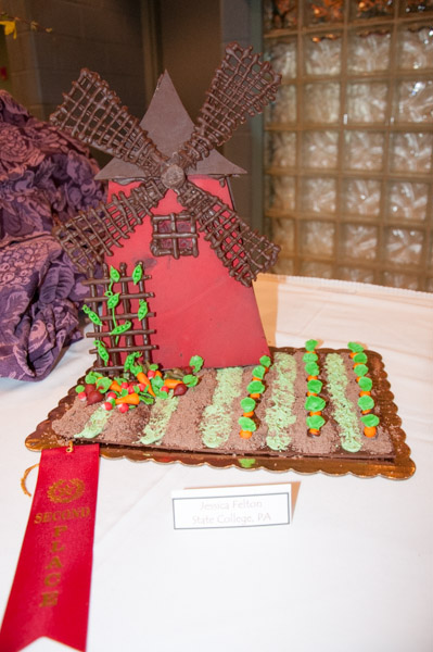 Jessica N. Felton’s chocolate windmill and garden earn second place from judges. Felton is from State College.