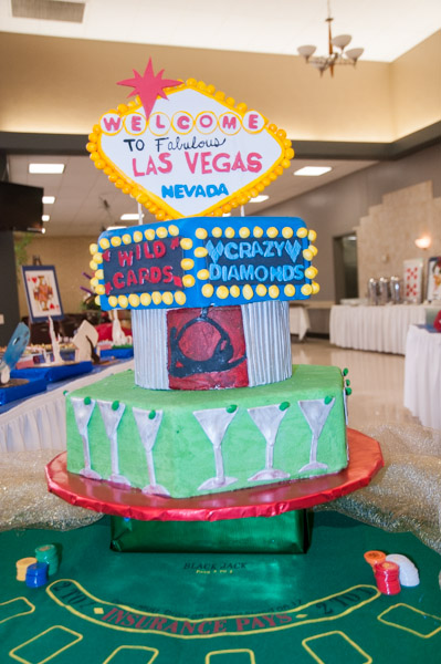 One of two impressive cakes – a whole-class project – graces the buffet table.