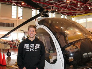 Scholarship recipient Jacob R. Tuck, in the hangar of Penn College’s Lumley Aviation Center (Photo by William F. Stepp III)
