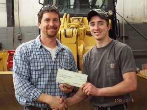 Penn College diesel instructor Chris S. Weaver (left) presents $1,000 tool scholarships to Sam E. Helbling, of Pittsburgh ...