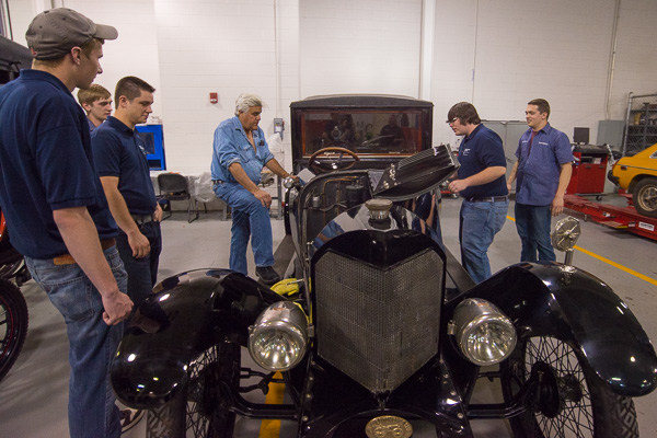 Leno takes particular interest in the Scripps-Booth Model D, eyeing up the classic car ...