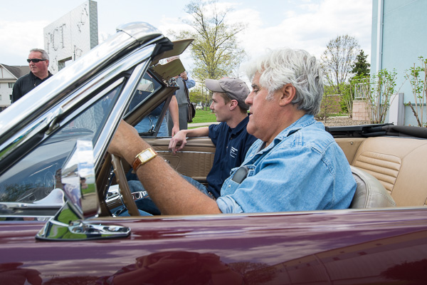 Leno and Kretz prepare to take the Mustang out for a spin …