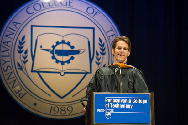 ... and keeps smiling as he thanks the college community and his biggest supporter (his wife, Nova). 