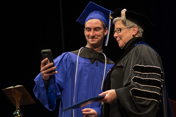 Cody M. Yonkin, a culinary arts technology major from South Williamsport, savors his moment with the president ...