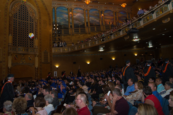As the faculty recess, a beach ball is launched aloft.