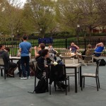 After a long and wintry semester, IT students soak up the outdoor ambience on the CC Patio.