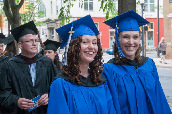A mirthful march to the Saturday afternoon ceremony