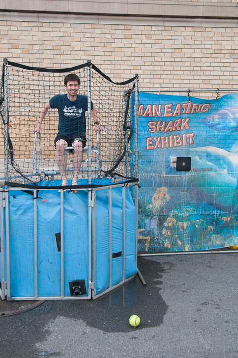 Kashiki E. Harrison, of Williamsport, does a courageous stint in the dunk tank.