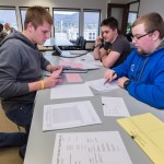 Monitoring the ever-changing flow of information are (from left) Steven J. Moon, of Williamsport; Brandon A. Schrimp, of Williamsport; and Cory Crider, of Sicklerville, New Jersey.