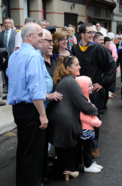 A multigenerational mix marks the special day.