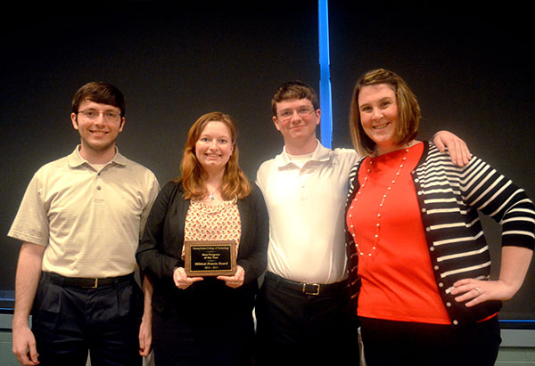 Members of the Wildcat Events Board, with adviser Allison A. Bressler (right), were honored for New Program of the Year.