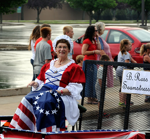 Among the night's award-winners was Betsy Ross, portrayed by Donna Pepperman, of Loyalsock Township. The float, organized with Galen W. Seaman Sr. and the Korean War Veterans of Lycoming County, played patriotic music from loudspeakers as it passed through campus.