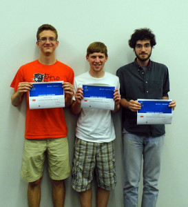Passing the Certified SolidWorks Associate exam are (from left) Penn College NOW students Thomas M. Snyder III, Dylan M. Willow and Morgan L. Hayes from Milton Area Senior High School ...