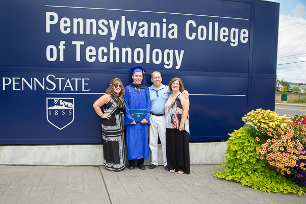 The family of Daniel I. Romberger, of Halifax, were among those who returned to campus to capture a photographic memory at the college sign. Romberger is a radiography graduate. 
