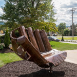 Installed in timely fashion during the Little League Baseball World Series, the bench offers a picturesque perch.