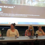 Award-winning part-time faculty members share strategies during a midday panel discussion in Penn's Inn. From left are Mary Ann Banks, chemistry; Tammy A. Miller, biology; Tushanna M. Habalar, nursing; Gaye R. Jenkins, sociology; and Jill M. Hicks, dental hygiene.