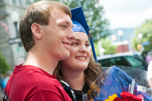 Sunshine, flowers and loved ones make a graduation day complete.