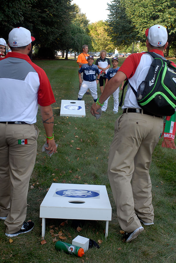 Beanbag toss is part of the fun and games - before the real games begin.