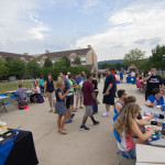 "Hot Dog" crowd enjoys one of the college's start-up traditions.