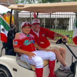 Cromley has a long-standing practice of taking starting pitchers to the stadium via golf cart rather than on foot, adding to their special feeling of going to the mound. He is pictured with Daniel Zaragoza, Mexico's pitcher from Thursday's win over Latin America.