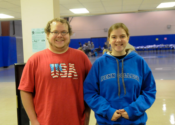 Nathan J. Wolfe, an electromechanical maintenance technology student from Glen Lyon, is joined by his sister.