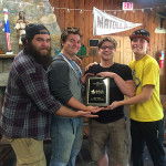 Displaying the Phi Mu Delta "Chapter of Excellence" plaque are (from left) Penn College students Brendon J. Dibble, a studio arts major from Douglassville; Austen J. Caron,  of Higganum, Conn., heating, ventilation and air conditioning technology; Michael J. Engel, of Williamsport, building science and sustainable design: architectural technology concentration; and Colin D. McOdrum, Glenmoore, welding and fabrication engineering technology.