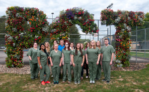 Students in Penn College’s surgical technology major join hospitals and colleges nationwide in celebrating National Surgical Technologists Week. Front row, from left, are Michelle Acosta, Williamsport; Kelly M. Anderson, Montgomery; Kelly L. Jones, Camp Hill; Meghan E. Androsik, Perryopolis; Jessica K. McCloskey, Bellefonte; and Jon R. Tyler, Bloomsburg. Back row, from left, are Billie L. Snyder, Williamsport; Angelika Y. Goncharova, Boalsburg; Andrea L. Whitley, Nesquehoning; William A. Wyatt, Williamsport; Dezirae R. Dreese, Selinsgrove; Haley A. Rhinehart, Jersey Shore; Tiffany J. Hoffman, Troy; and Madison E. McCracken, Morrisdale.