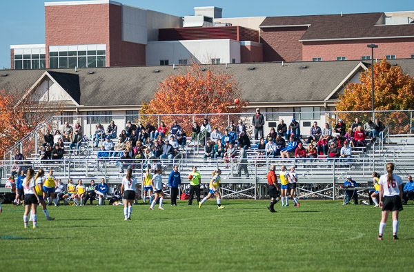 Brilliant fall colors accent the Homecoming crowd at Sunday's women's soccer game.