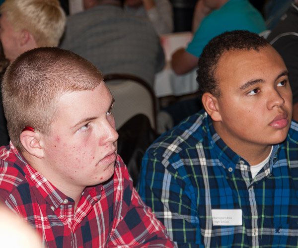 Williamsport Area High School students listen intently to an industry rep.