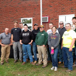 Beautifying Post 844 are (front row, from left) Bower; Seth W. Strickland, Telford; Matthew D. Schaeffer, Oley; Justin M. Rinehimer, Mountain Top; Tiffany E. Griffie, Newville; Todd A. Grace, Alburtis; and Ryan Rousseau, Pipersville; and (back row, from left) Zachary M. Meling, Hawley; Robert A. Burger, Millersburg; Edward T. Sanders III and Christopher J. Kent, Bloomsburg; and Elliot C. Redding, Aspers. Not pictured is Kyle M. Richardson, Hopewell, N.J., who left before the photo was taken. Kent is a landscape/horticulture technology: plant production emphasis student; the rest are enrolled in the major's landscape emphasis.