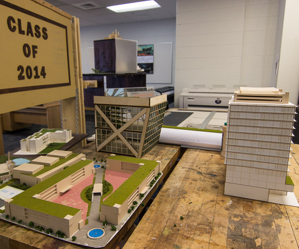 The School of Construction & Design Technologies' architectural technology wing offers a display of student projects ... 