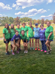 Some of the 15 Pennsylvania College of Technology students who volunteered over two days at Camp Emerge, a weekend camp for children with autism and their families, gather during the event. The students are members of the college’s Occupational Therapy Assistant Club. (Photo by Emily E. Shovlin, club president)
