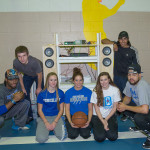 Every cool party has to have a sound system! Christopher J. Morrin (upper right) brought along two of his homemade sound systems. Here, he poses with other Penn College friends – including members of the Wildcat basketball teams. 