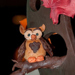 An owl adds a whimsical touch to Jessica N. Felton’s chocolate sculpture.
