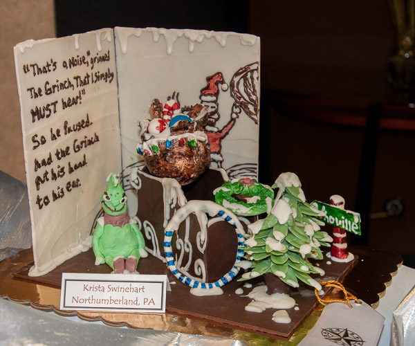 A Grinchy entry by Krista A. Swinehart, of Northumberland, receives third place in Principles of Chocolate Works.
