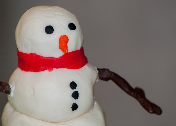 A snowman built of modeling chocolate, by Ethan B. Hinkel, of Muncy.