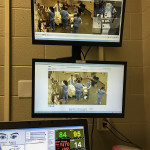 The system provides views from three cameras mounted in the simulation lab.