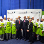 From left are Chef Paul Mach, assistant professor of hospitality management/culinary arts; students Bridget M. Callahan, of Pottsville; Amaris T. Smith, of Williamsport; R. Colby Janowitz, of Westminster, Md.; Cody T. Knarr, of Williamsport; Sarah B. Fiedler, of Lock Haven; and Kassandra S. Sellinger, of Linden; Gov. Tom Wolf; Pennsylvania Secretary of Agriculture Russell C. Redding; student Vincent M. Mass, of Staten Island, N.Y.; Hannah Smith-Brubaker, the state’s deputy secretary of agriculture; students Peirce A. Connelly, of Northumberland; and Jessica N. Felton, of State College; Chef Michael J. Ditchfield, instructor of hospitality management/culinary arts; and student Christa L. Watson, of Mount Joy.