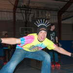 Making an impression on the makeshift roller rink is Kyle N. Johnson, an applied management major from Liverpool.