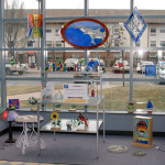 Instructor's stained glass displayed in store window