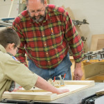 Carpentry space in the Carl Building Technologies Center is the site for sessions in woodworking with Peter Kruppenbacher, assistant professor of building construction technology.