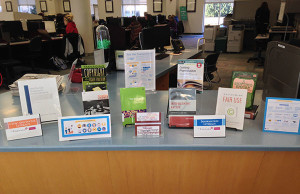 The Madigan Library displays variety of resources in observance of "Fair Use Week." (Photo by Blair E. Mattocks, library support services assistant)