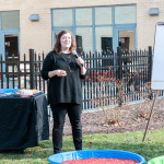 Mallory L. Weymer, coordinator of student health and wellness education/suicide prevention specialist, engages the crowd.