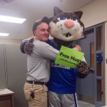Bradley G. Willis, of Phillipsburg, N.J., a heating, ventilation and air conditioning design technology major, snags a Wildcat Hug.