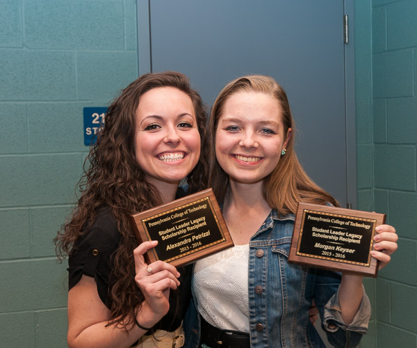 This year's recipients of Student Leader Legacy Scholarship awards are Alexandra D. Petrizzi (left), of Langhorne, dental hygiene: health policy and administration concentration, and Morgan N. Keyser, of Cogan Station, graphic design.