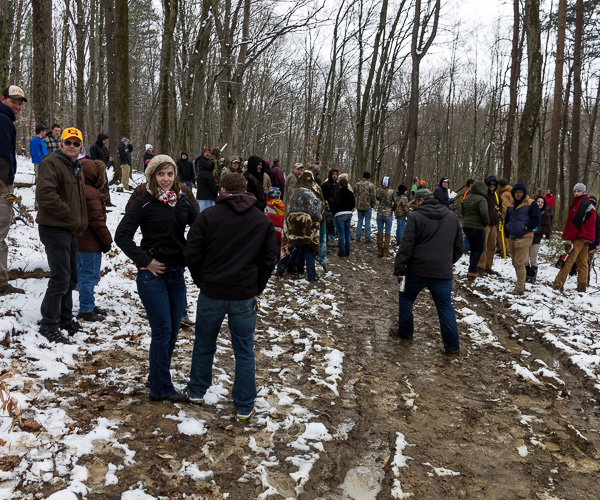Snow atop natural surroundings made foul-weather footwear a must.