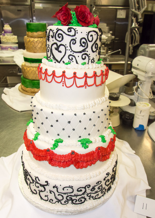 A cake by Courtney K. Brown, of Hanover, combines a variety of piping techniques.