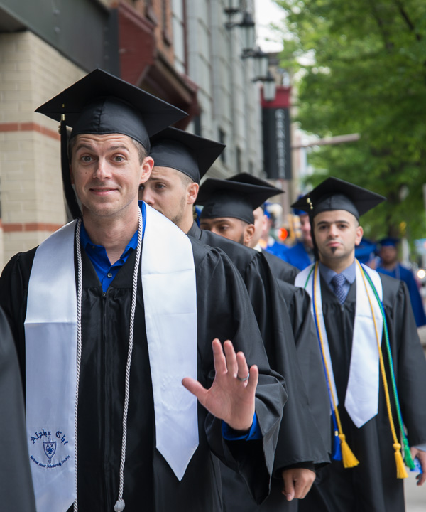 Jeffrey C. Comitz, a heating, ventilation and air conditioning design technology graduate, strides confidently into his spring trifecta of triumph: a bachelor's degree, an imminent new home and – in June – parenthood.