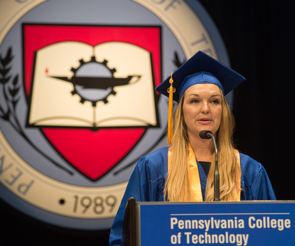 Weaver, who received the Susquehanna Health Dental Hygiene Award in addition to being chosen as class speaker, thanks her large circle of supporters – including fellow graduates. 