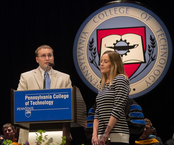 Physician assistant alumni Adam D. and Hilary C. Thompson accept the Alumni Achievement Award. 